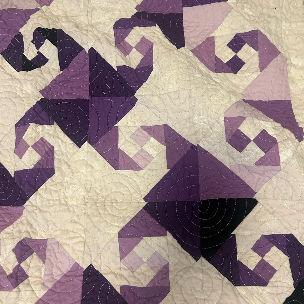 Purple and Cream Geometric Quilt